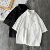 Pure cotton short-sleeved shirt for men, loose and large-sized in summer, casual and versatile, solid-color college-style shirt, trendy outerwear Application Scenario